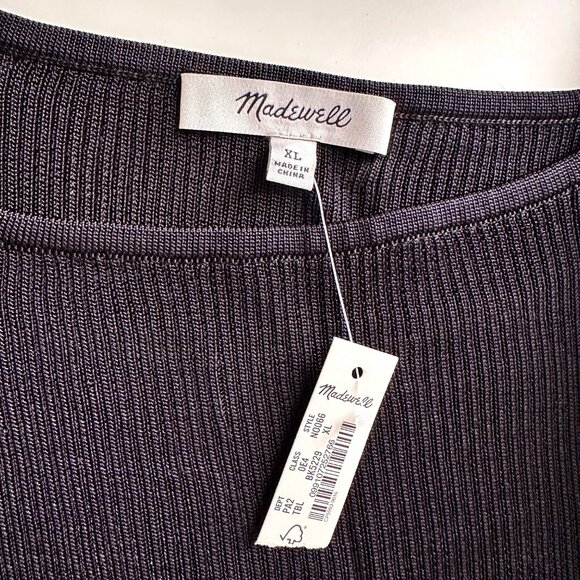 Madewell Square Neck Ribbed Tank Top Black XL Viscose Knit NWT Minimalist - Picture 3 of 10